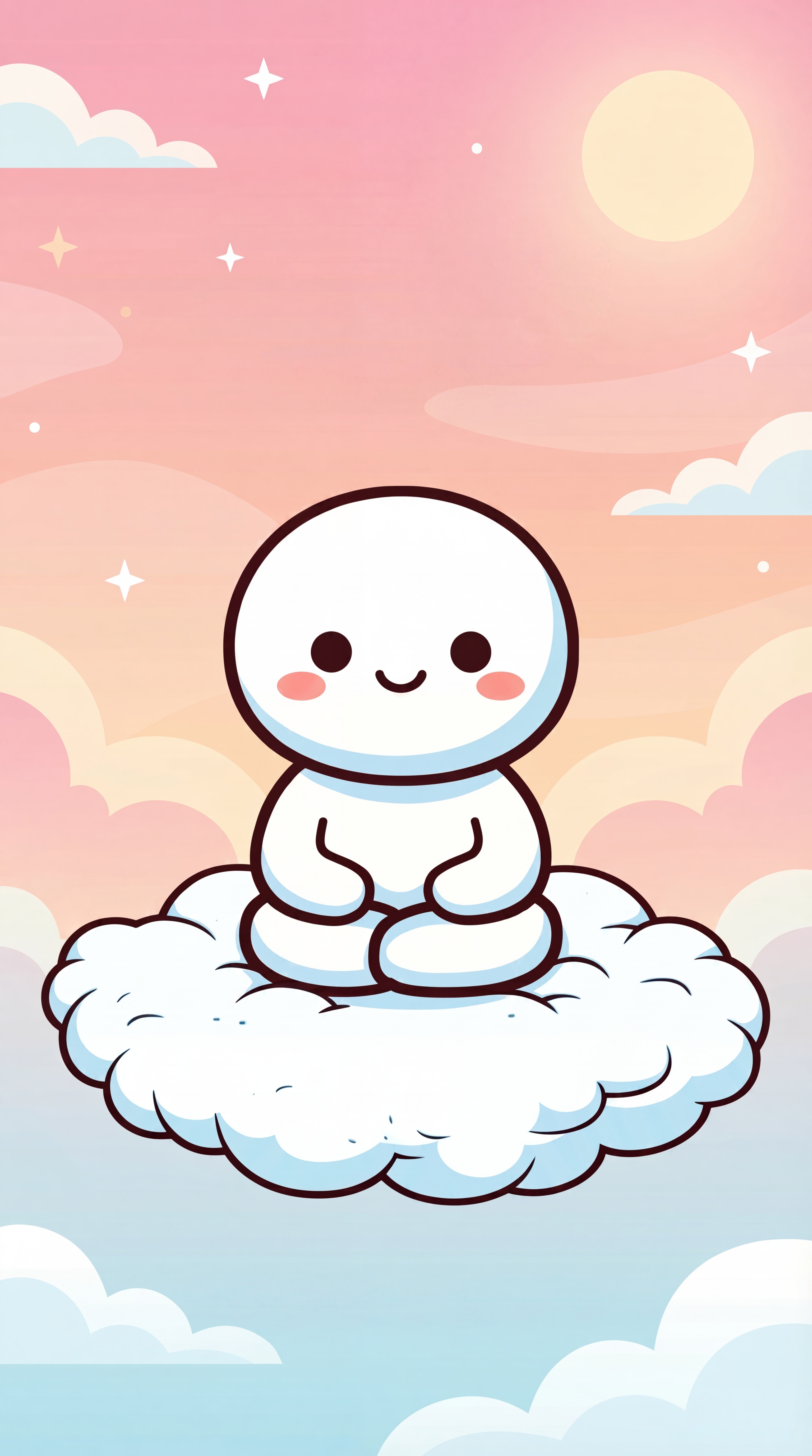 SafeSpacePress mascot — a cute character meditating peacefully on a cloud